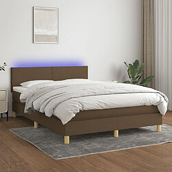 vidaXL Sommier à lattes de lit matelas et LED Marron foncé 140x200 cm 