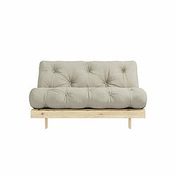 Inside 75 Canapé convertible futon ROOTS pin naturel coloris lin couchage 140*200 cm.