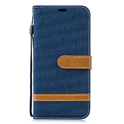 Etui en PU tissu jeans de couleur assortie bleu foncé pour votre Huawei P30 Lite