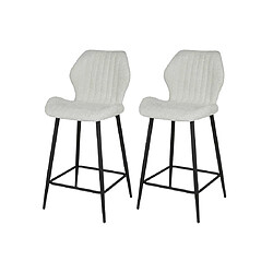 Avis Lisa Design Dahi - lot de deux tabourets de bar - support lombaire - en tissu bouclette blanc