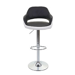 Mendler Tabouret de bar HWC-F16, tabouret pivotant, avec dossier simili cuir ~ noir-blanc