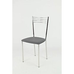 t m c s Tommychairs - Set 4 chaises ELENA pour cuisine, bar et salle à manger, robuste structure en acier chromé et assise rembourrée et revêtue en cuir artificiel couleur gris foncé