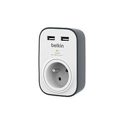 Prise parafoudre SurgeCube Belkin avec 2 ports USB 2.4 A Noir Blanc