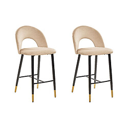 Beliani Tabouret de bar Set de 2 Velours Beige FALTON 