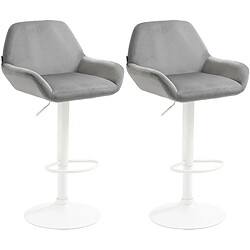 Non Lot de 2 tabourets de bar Braga velours blanc 