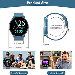 VANWIN Montre Connectée Homme Femmes - Smartwatch Ronde Étanche Ip67 Montres Bracelet Chronometre Avec Cardiofréquencemètre Podomètre Fitness Tracker Sommeil Moniteur Compatible Avec Android Ios Bleu pas cher