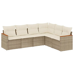 vidaXL Salon de jardin avec coussins 6 pcs beige résine tressée