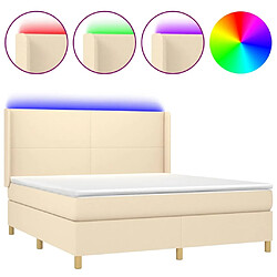 Maison Chic Lit adulte- Lit + matelas + LED,Sommier à lattes de lit matelas et LED Crème 180x200 cm Tissu -GKD10216