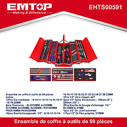 Caisse à outils complète en métallique avec 59 pièces EMTOP+EMTOP