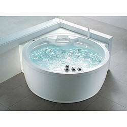 Beliani Baignoire d'angle blanche 182 x 150 cm avec LED et haut parleur Bluetooth MILANO