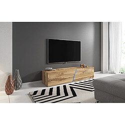 3XELIVING Meuble TV suspendu moderne et tendance Aczi chêne Wotan 160cm LED