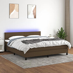 vidaXL Sommier à lattes de lit matelas et LED Marron foncé 160x200 cm