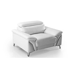 Avis La Maison Du Canapé Fauteuil Design en cuir MILAN Blanc