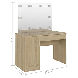 Helloshop26 Coiffeuse table de maquillage design meuble mobilier de chambre avec éclairage led 110 x 55 x 145 cm MDF chêne 02_0006285 pas cher