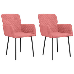 vidaXL Chaises à manger lot de 2 Rose Velours