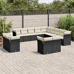 Maison Chic Salon de jardin avec coussins 13 pcs | Ensemble de Table et chaises | Mobilier d'Extérieur noir résine tressée -GKD43331