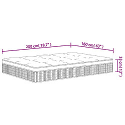 vidaXL Matelas à ressorts ensachés moyen plus 160x200 cm pas cher