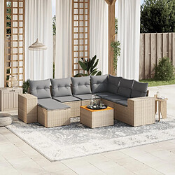 vidaXL Salon de jardin avec coussins 8 pcs beige résine tressée