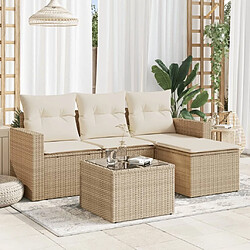 vidaXL Salon de jardin avec coussins 5 pcs beige résine tressée 