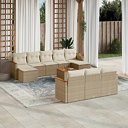 Maison Chic Salon de jardin 11 pcs avec coussins, Ensemble Tables et chaises d'extérieur beige résine tressée -GKD512957