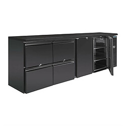 Arrière-bar Réfrigéré 4 Tiroirs et 2 Portes - Polar - R600a - Acier peint noir2Pleine/battante 2542x513x860mm