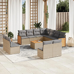 Maison Chic Salon de jardin avec coussins 12 pcs, Ensemble Tables et chaises de jardin, beige résine tressée -GKD773467