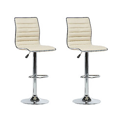 Beliani Tabouret de bar Set de 2 Cuir PU Beige clair LUCERNE 