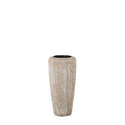 Vase Alexandra House Living Blanc Beige Céramique Rayures 17 x 17 x 37 cm 