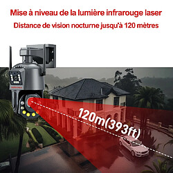 Caméra de Surveillance Sécurité Extérieure PTZ Double Objectif IP HD 6MP 4G Sans Fil Zoom 60X App + Carte Micro SD 128G + Lecteur