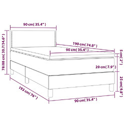 Acheter vidaXL Sommier à lattes de lit avec matelas et LED Bleu 90x190cm Tissu