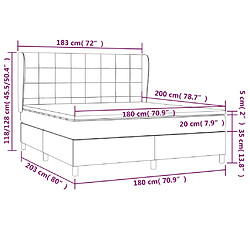 vidaXL Sommier à lattes de lit avec matelas Gris foncé 180x200cm Tissu pas cher