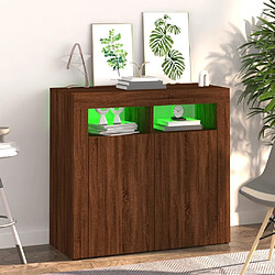 Acheter Maison Chic Buffet commode,console avec lumières LED pour rangement chêne marron 80x35x75 cm -MN37078