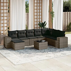 Maison Chic Ensemble Tables et chaises d'extérieur 9 pcs avec coussins,Salon de jardin gris résine tressée -GKD229177