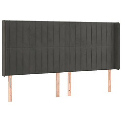 Avis Maison Chic Tête de lit scandinave à LED,meuble de chambre Gris foncé 163x16x118/128 cm Velours -MN16072