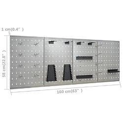 Acheter Helloshop26 Etabli avec 4 panneaux muraux table de travail poste de travail stockage rangement d'outils 160 cm garage atelier pieds réglables en hauteur 02_0003666