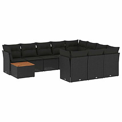 Maison Chic Salon de jardin 11 pcs avec coussins, Ensemble Tables et chaises d'extérieur noir résine tressée -GKD853042