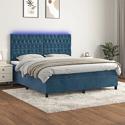 vidaXL Sommier à lattes de lit matelas et LED Bleu foncé 160x200 cm 