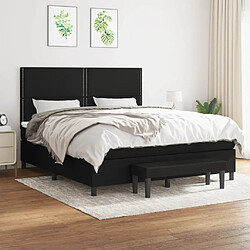 Maison Chic Structures de lit + matelas,Lit à sommier tapissier avec matelas Noir 180x200 cm Tissu -MN76360