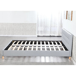 Nuits D'Or frederic - Solide et Confortable Lit avec Sommier + Tête de Lit Capitonnee Couleur GRIS + Pieds en 10 cm pour matelas en 120x190 - 2 x 13 Lattes - revetement PVC Simili facile d'entretien - Montage Rapide et Facile 