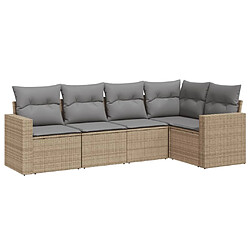 vidaXL Salon de jardin avec coussins 5 pcs beige résine tressée