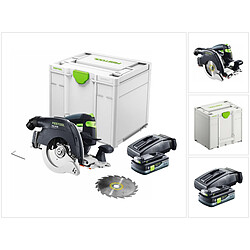 Festool HKC 55 EB-Basic Scie circulaire à capot basculant sans fil, sans balai 18 V, 160 mm + 1x Batterie 4,0 Ah + Chargeur + Systainer (576163) 