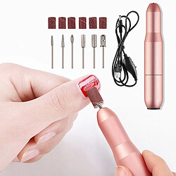 Universal Perceuse à ongles électrique USB à 20 000 rpm Mini perceuse à ongles rotative à 2 voies Décoration Manucure Pédicure Gel Enleveur Stylo Portable Perceuse à ongles | Perceuse à ongles électrique (or rose) \ r