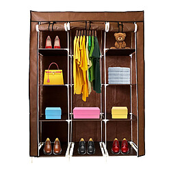 Armoire Dressing en Tissu Avec Portes Zippées Nyana Home Mesures 170x130x45 cm Marron 