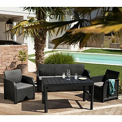 Allibert Salon de jardin en résine aspect rotin tressé 5 personnes SanRemo - Gris graphite