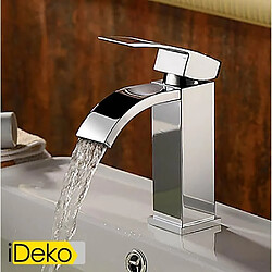 iDeko® Robinet Mitigeur lavabo contemporaine robinet cascade salle de bains - fini chrome 