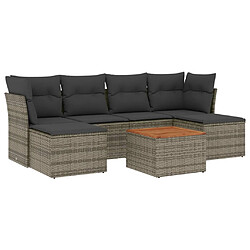 vidaXL Salon de jardin avec coussins 7 pcs gris résine tressée