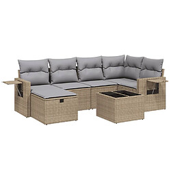 vidaXL Salon de jardin avec coussins 7pcs mélange beige résine tressée