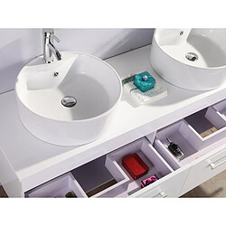 Simba Meuble Salle de Bain Blanc Robinetterie Inc Set Vasque 150 cm Wihte Cardellino Ensemble