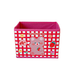 Universal 2 paniers de rangement en tissu de dessin animé ours jouets pour enfants organisateurs de bureau boîtes de rangement divers paniers pliables porte-papeterie de bureau(Rose)