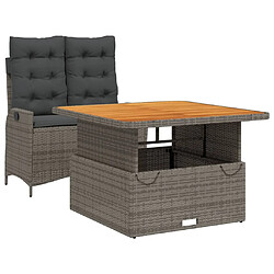 Maison Chic Ensemble à manger d'extérieur 2 pcs avec coussins,Salon de jardin,Mobilier de jardin gris rotin -GKD567718